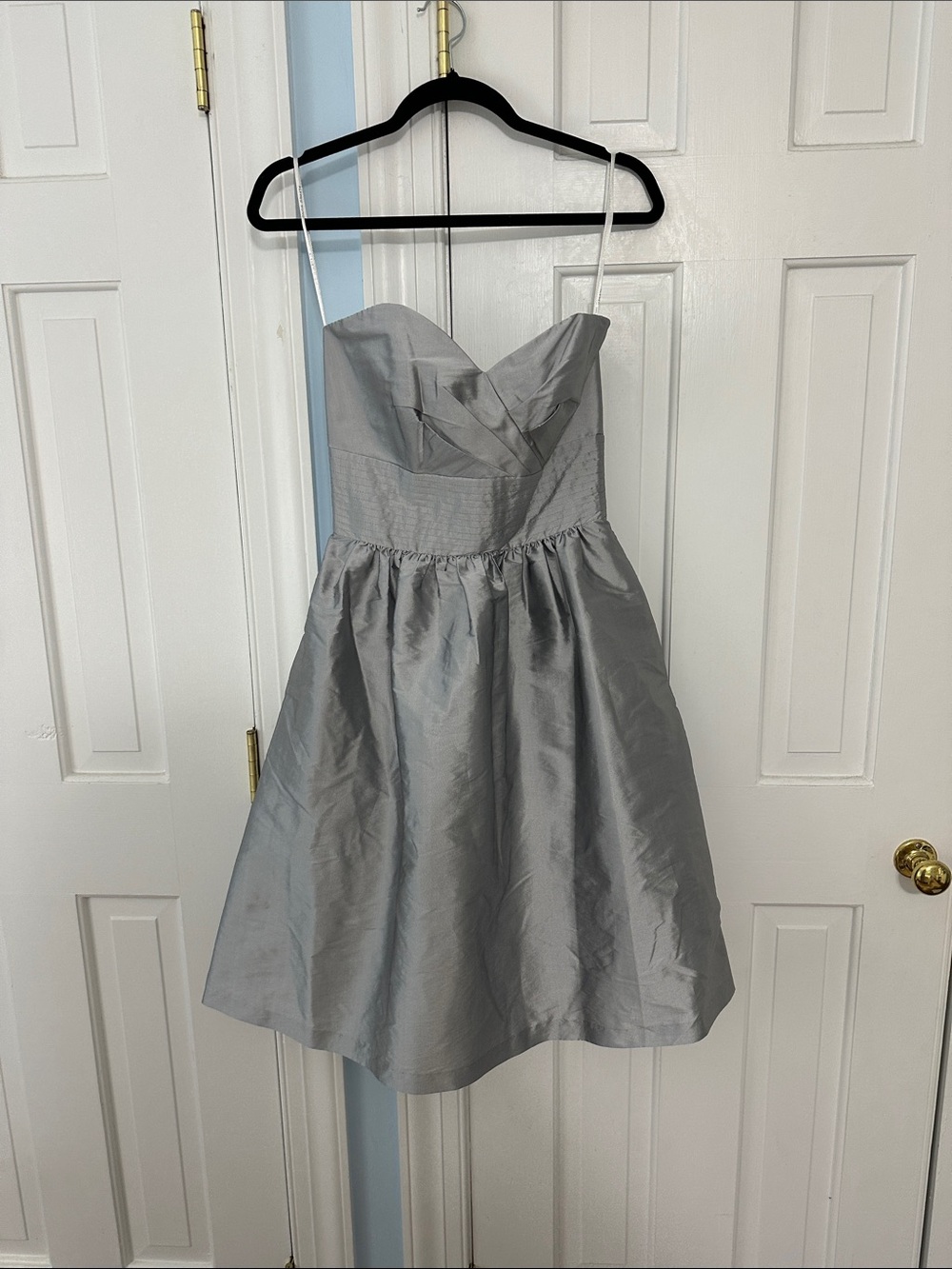 ALFRED SUNG Strapless Silver Cocktail Dress